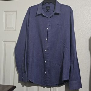 ❣️SALE❣️ Armani Exchange Casual Longsleeve Blue And White Slim Dress Shirt | XL